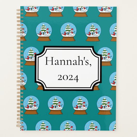 Globe w Cardinal Snowman & Pine Tree | Personnalis (Devant)