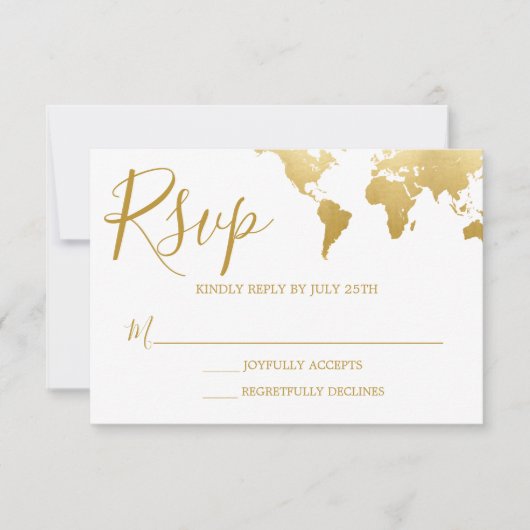 Globetrotter Glam Wedding Carte RSVP (Devant)