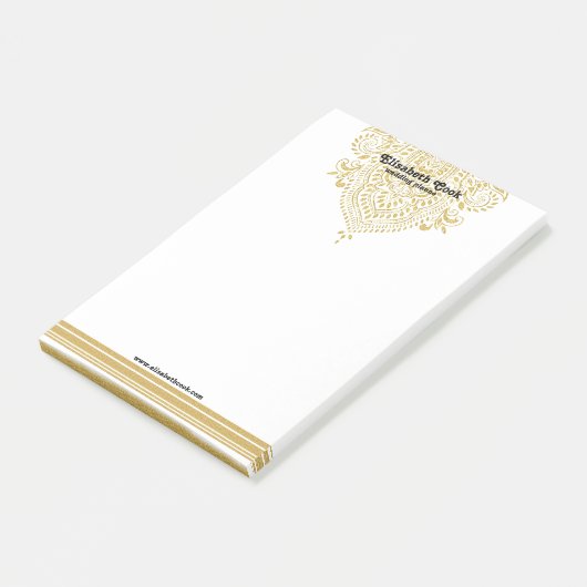 Glod Paisley Ornament & Stripes Weddenschap Design Post-it® Notes (Schuin)