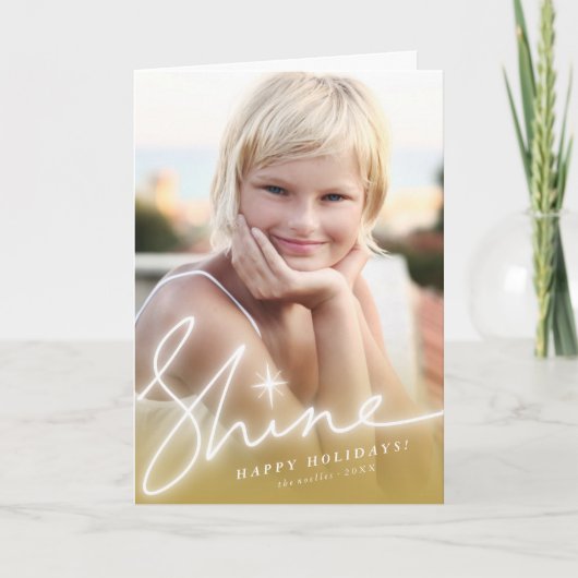 Gloed handschrift script Gold Ombre foto Feestdagen Kaart (Voorkant)