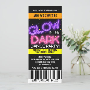 Gloed in de Dark Sweet 16 Party Kaart