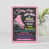 Gloed in de donkere roller Disco Skating uitnodigi Kaart (Staand voorkant)