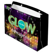 Gloed in het donkere kinder neon verjaardagsfeest groot cadeauzakje (Achterkant Gekanteld)