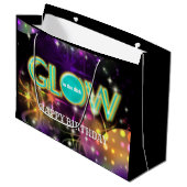 Gloed in het donkere kinder neon verjaardagsfeest groot cadeauzakje (Voorkant Gekanteld)