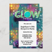 Gloed in het donkerneonfeest kaart (Voorkant / Achterkant)