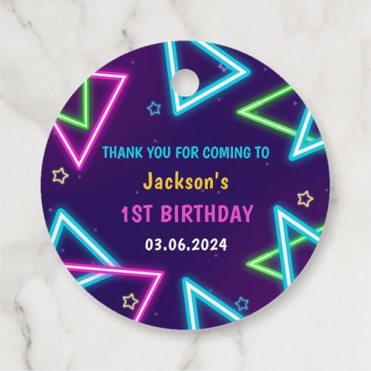 Gloed Neon Lights Bedankt Verjaardagsfeest Bedankjes Labels (Achterkant)
