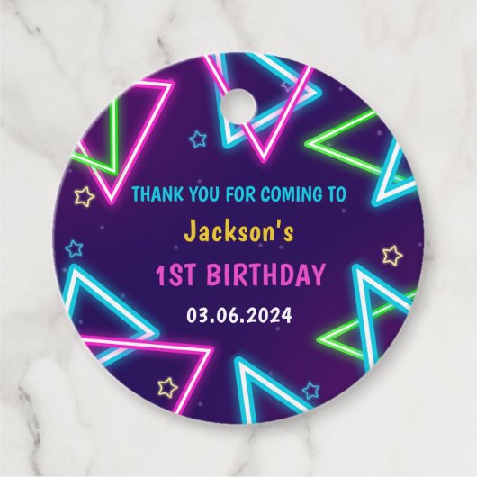 Gloed Neon Lights Bedankt Verjaardagsfeest Bedankjes Labels (Voorkant)
