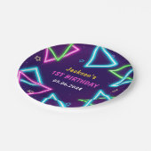 Gloed Neon Lights Bedankt Verjaardagsfeest Papieren Bordje (Gekanteld)