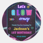 Gloed Neon Lights Bedankt Verjaardagsfeest Ronde Sticker (Voorkant)