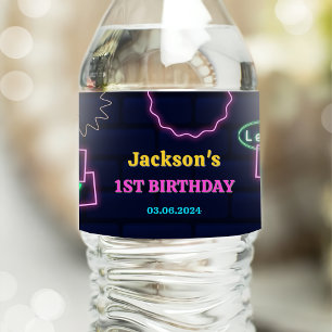 Gloed Neon Lights Bedankt Verjaardagsfeest Waterfles Etiket