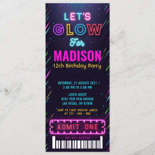 Gloed Party Ticket Pass Birthday Kaart
