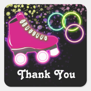 Gloed Roller Schaats Verjaardagsfeestje Favoriete Vierkante Sticker