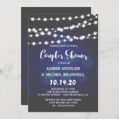 Gloed String Lights Deep Blue Couple's Shower Kaart (Voorkant / Achterkant)