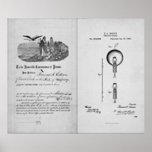 Gloedgloeilamp door Thomas Edison Patent Poster
