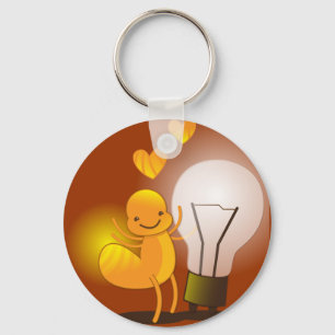 Gloedworm! met een lichtaardig wereldbol. sleutelhanger
