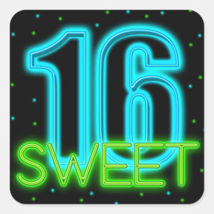 Gloei in het donker Sweet 16 Vierkante Sticker