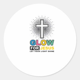 Gloei Voor Jezus Christelijk Kruis Licht Shirt Ont Ronde Sticker