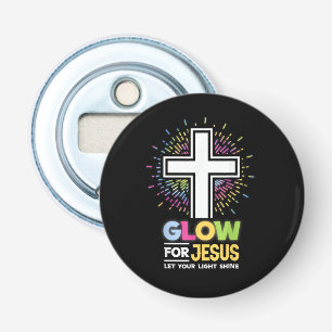 Gloei voor Jezus Christelijk Kruis T-shirt Jezus C Button Flesopener