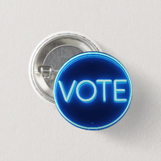 Gloeiend Blauw Neon Stem Teken Ronde Button 3,2 Cm