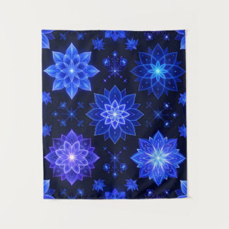 Gloeiend Blauw Paarse Bloemen Abstract Tapijt Wandkleed