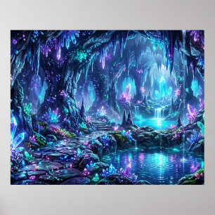 Gloeiend bos met meer poster