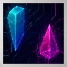 Gloeiend cyberpunk geometrisch circuitpatroon
