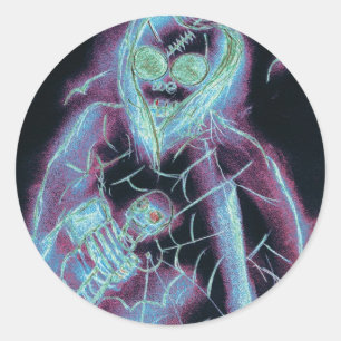 gloeiend eng skelet ronde sticker
