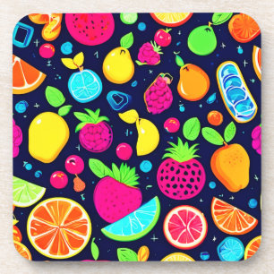 Gloeiend fruit mozaïek ontwerp bier onderzetter