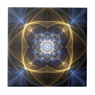 Gloeiend Goud Blauw Fractal Tegel Tegeltje