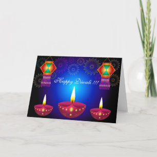 Gloeiend Lampen Diwali, Lantaarns & Vuurwerk Kaart