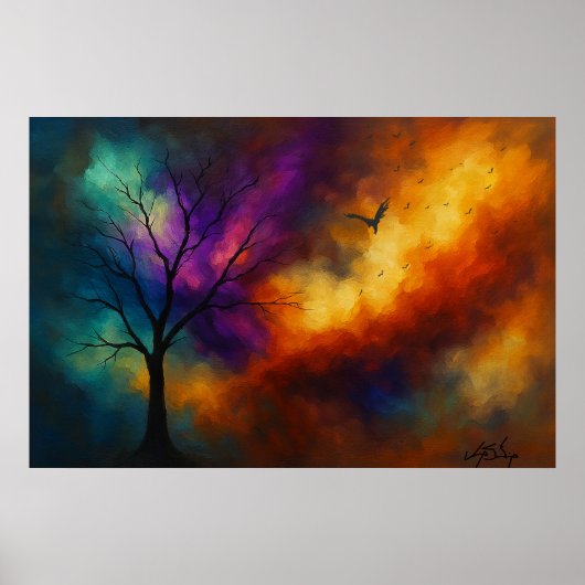 Gloeiend landschap poster (Voorkant)