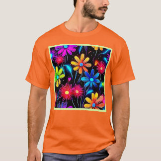 Gloeiend Neon Bloempatroon T-shirt