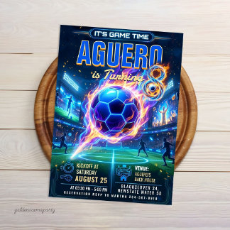 Gloeiend Neon Voetbal - Futuristische Voetbal Verj Kaart