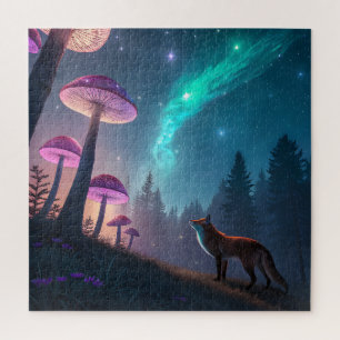 Gloeiend Paddenstoelenbos Vos Fantasie Kunst Legpuzzel