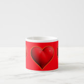 Gloeiend Rode 3-D Hart Espresso Kop (Voorkant)