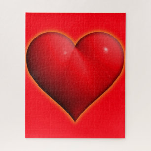Gloeiend Rode 3-D Hart Legpuzzel