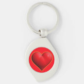 Gloeiend Rode 3-D Hart Sleutelhanger (Voorkant)