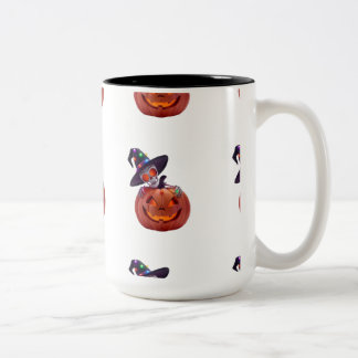 Gloeiend Skelet en Pompoen Halloween Magie Tweekleurige Koffiemok
