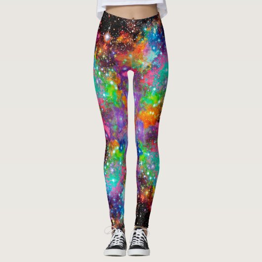 Gloeiend Sterrenveld over Print Leggings (Voorkant)