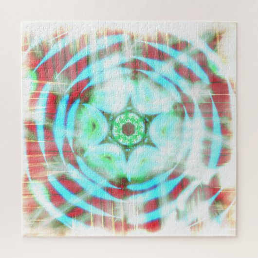 Gloeiend Turquoise Wheel op rood Abstract Legpuzzel (Verticaal)