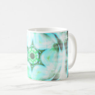 Gloeiend Turquoise Wheel op zwart Abstract Koffiemok