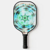Gloeiend Turquoise Wheel op zwart Abstract Pickleball Paddle (Voorkant)