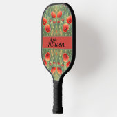 Gloeiend veld van rode klaprozen, personaliseerbaa pickleball paddle (Links)