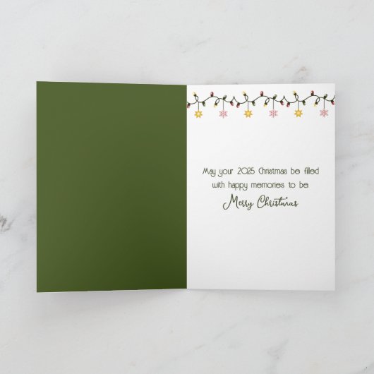 Gloeiende 2025 Kerstversiering op Pine Branch Feestdagen Kaart (Binnen)