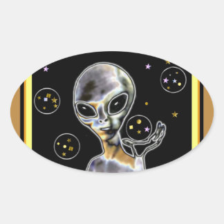 Gloeiende Alien - Ovale Sticker