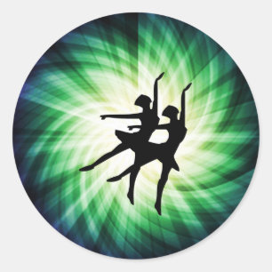 Gloeiende Ballerina's Ronde Sticker