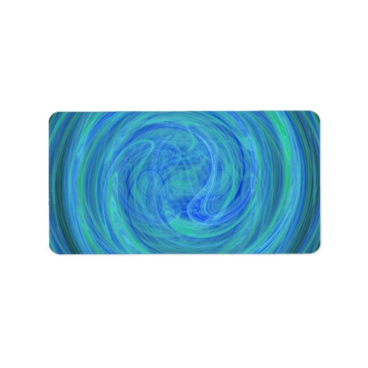 Gloeiende Blauwe Bol Orb Spiraal Abstract Fractal Etiket (Voorkant)