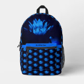 Gloeiende Blauwe Lotus Lelie Bloem Gepersonaliseer Bedrukte Rugzak (Voorkant)