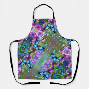 Gloeiende blauwe vlinder in Fairy Garden Schort