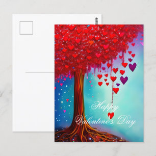 Gloeiende boom van harten valentijn briefkaart